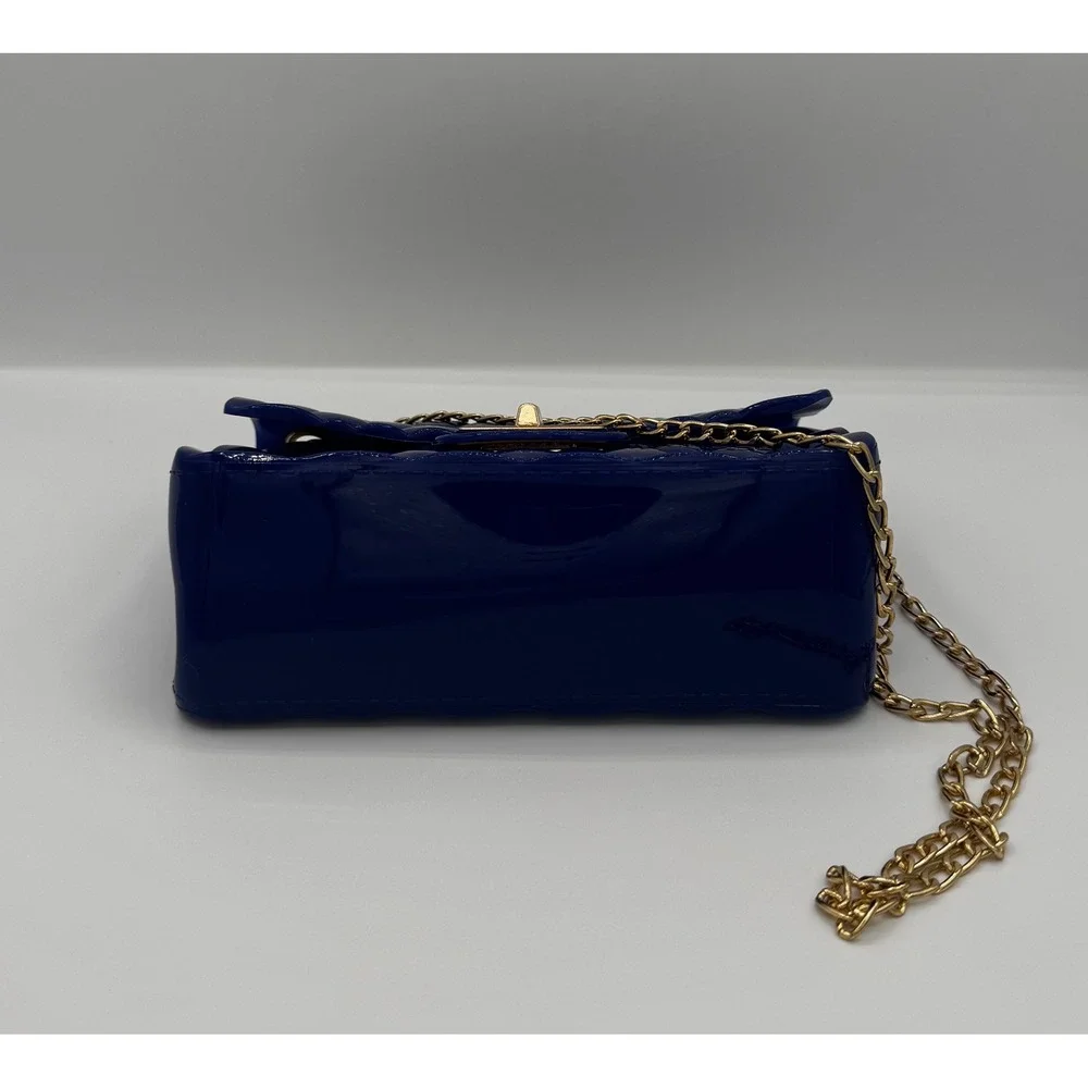 Jelly‎ Crossbody Bag Retro Womens Small Royal Blue Quilted Gold Chain